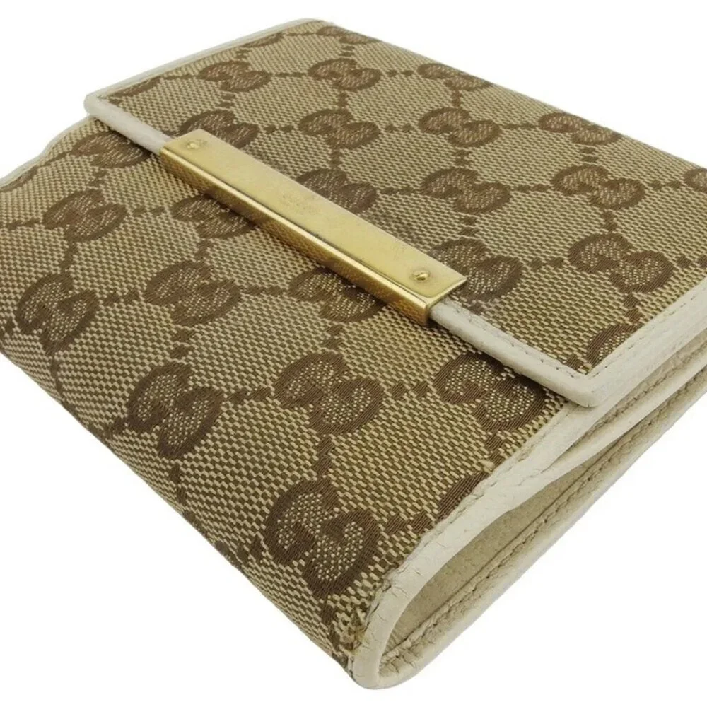 GUCCI Bifold Wallet Beige brown gold Women 112664 Authentic secondhand - Picture 2 of 9